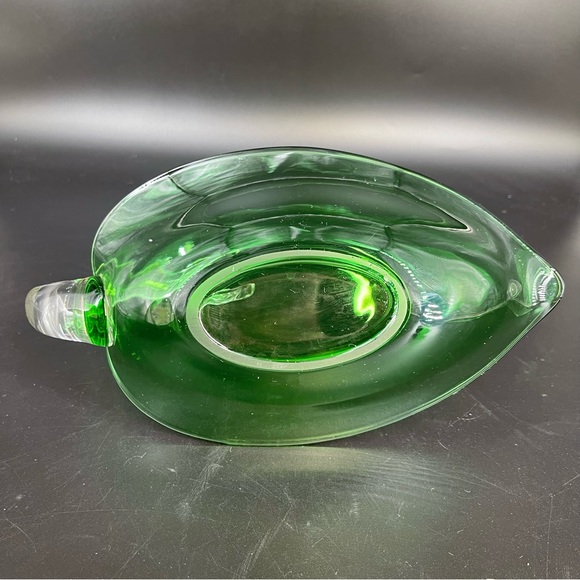 Vintage Duncan Miller Glass SWAN Console Bowl Emerald Green Bowl Candy Dish - Picture 12 of 12